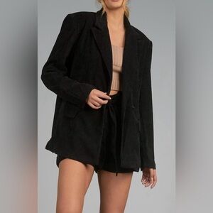 NWT Elan Women's Corduroy Black Blazer Jacket Size Medium